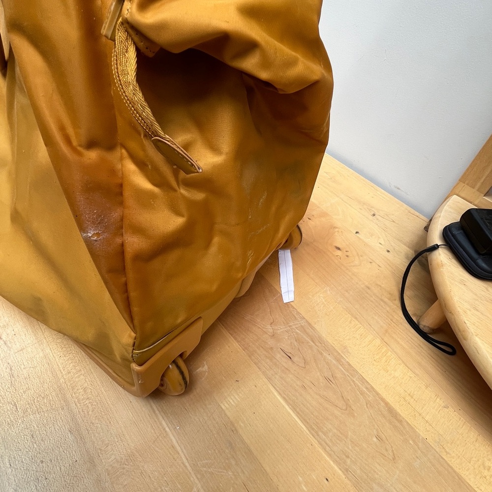 Chic Mustard Leather Rolling Tote Bag - Picture 3 of 16